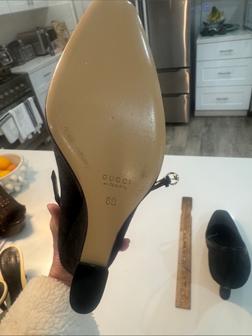 GUCCI “TOM FORD” Classic Black Women's Wedge Pumps with Ankle Strap - Picture 10 of 16